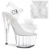 Pleaser Shoes Clear/White 7" Ankle Strap Heels*