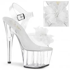 Pleaser Shoes Clear/White 7" Ankle Strap Heels*