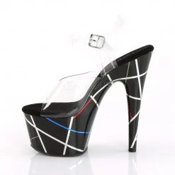 Pleaser Shoes 7" Clear/Black Ankle Strap Heels W/ 2.8" Platform*