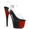 Pleaser 7" Black/Red Ankle Strap High Heels W/ Platform*