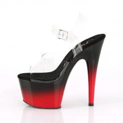 Pleaser Blk/Red 7" Ankle Strap Heels*