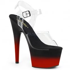 Pleaser Blk/Red 7" Ankle Strap Heels*