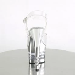 Pleaser 7" Clear/Silver Ankle Strap Platform Pumps* 8 Pleaser 7