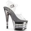 Pleaser 7" Clear/Silver Ankle Strap Platform Heels*
