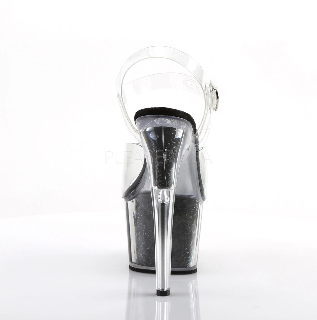 Pleaser Shoes 7" Clear/Black Glitter Stripper Heels* 5 Pleaser Shoes 7" Clear/Black Glitter Stripper Heels*
