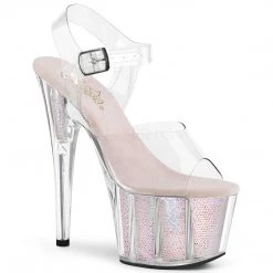 Pleaser 7 Inch Clear Glitter Heels*