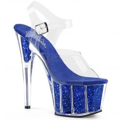 Pleaser Shoes Clear/Blue 7" Glitter Heels*