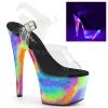 Pleaser Rainbow Clothing Clear/Rainbow 7" Glitter Pumps*
