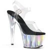 Pleaser Shoes 7" Clear/Silver Ankle Strap Stripper Pumps*