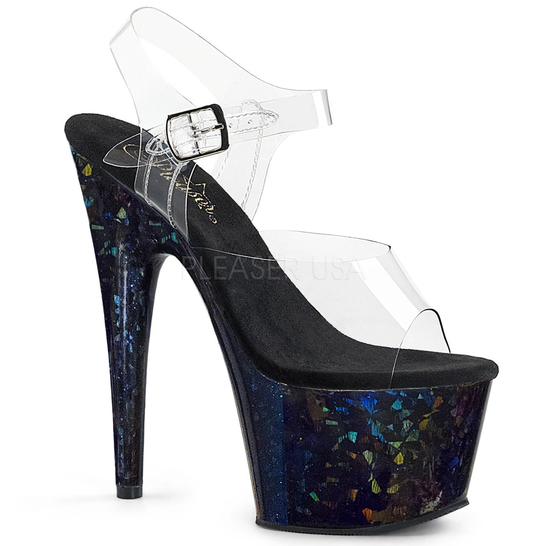 Pleaser 7" Clear/Blue Ankle Strap Stripper Heels* Shoes 3 Pleaser 7" Clear/Blue Ankle Strap Stripper Heels* Shoes