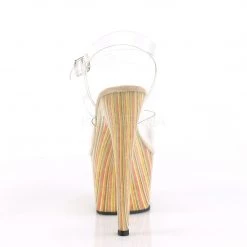 Pleaser 7" Clear/Beige Ankle Strap Platform Pumps* Shoes 8 Pleaser 7