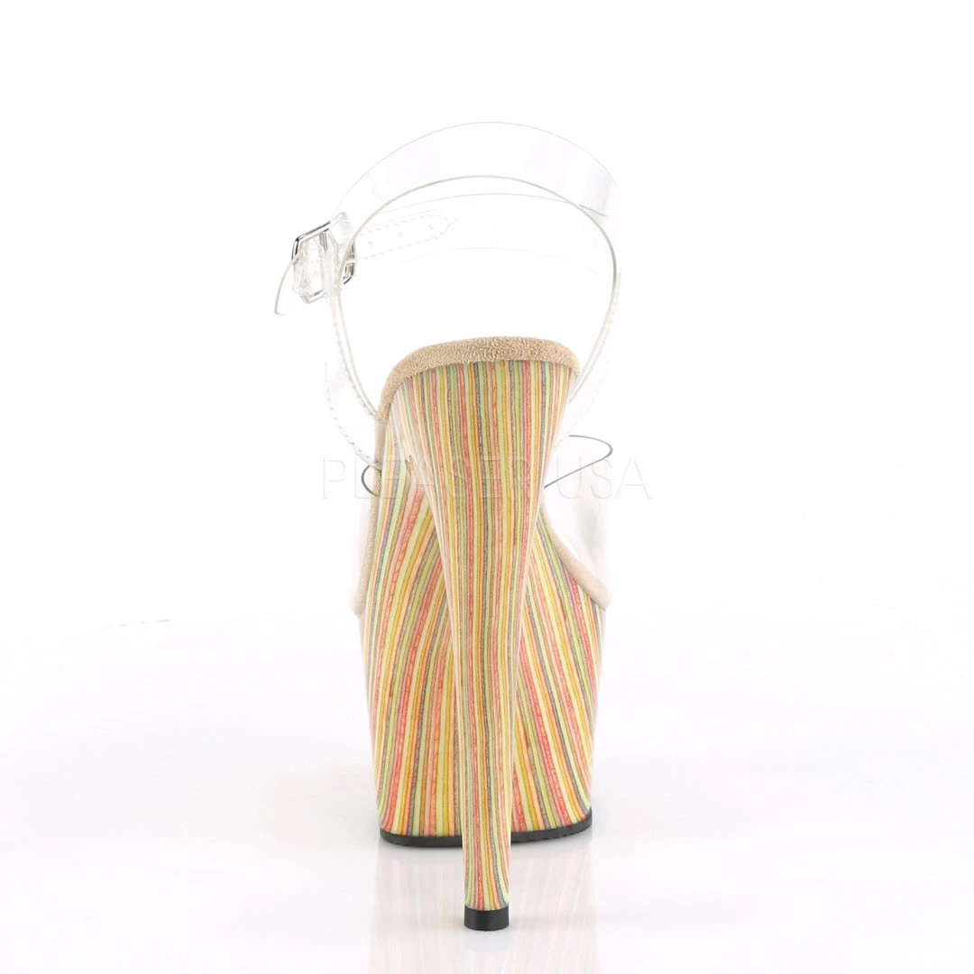 Pleaser 7" Clear/Beige Ankle Strap Platform Pumps* Shoes 5 Pleaser 7" Clear/Beige Ankle Strap Platform Pumps* Shoes