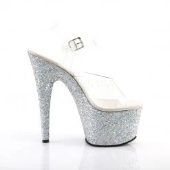 Pleaser Shoes 7" Clear/Silver Glitter Stripper High Heels* 9 Pleaser Shoes 7