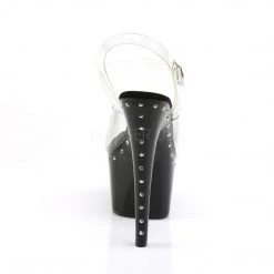 Pleaser Shoes 7" Clear/Black Ankle Strap Stripper High Heels* 8 Pleaser Shoes 7