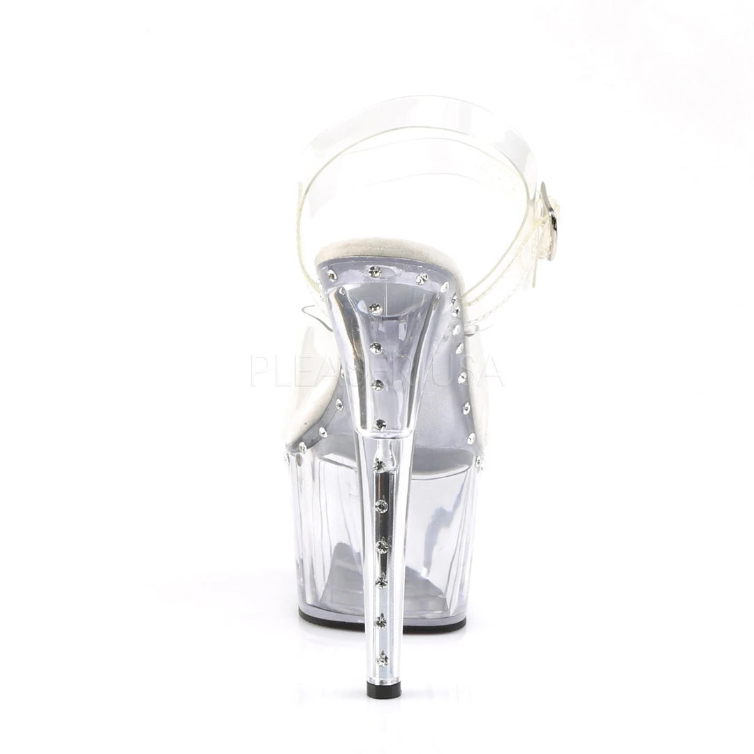 Pleaser Clear 7" Ankle Strap High Heels* Shoes 5 Pleaser Clear 7" Ankle Strap High Heels* Shoes