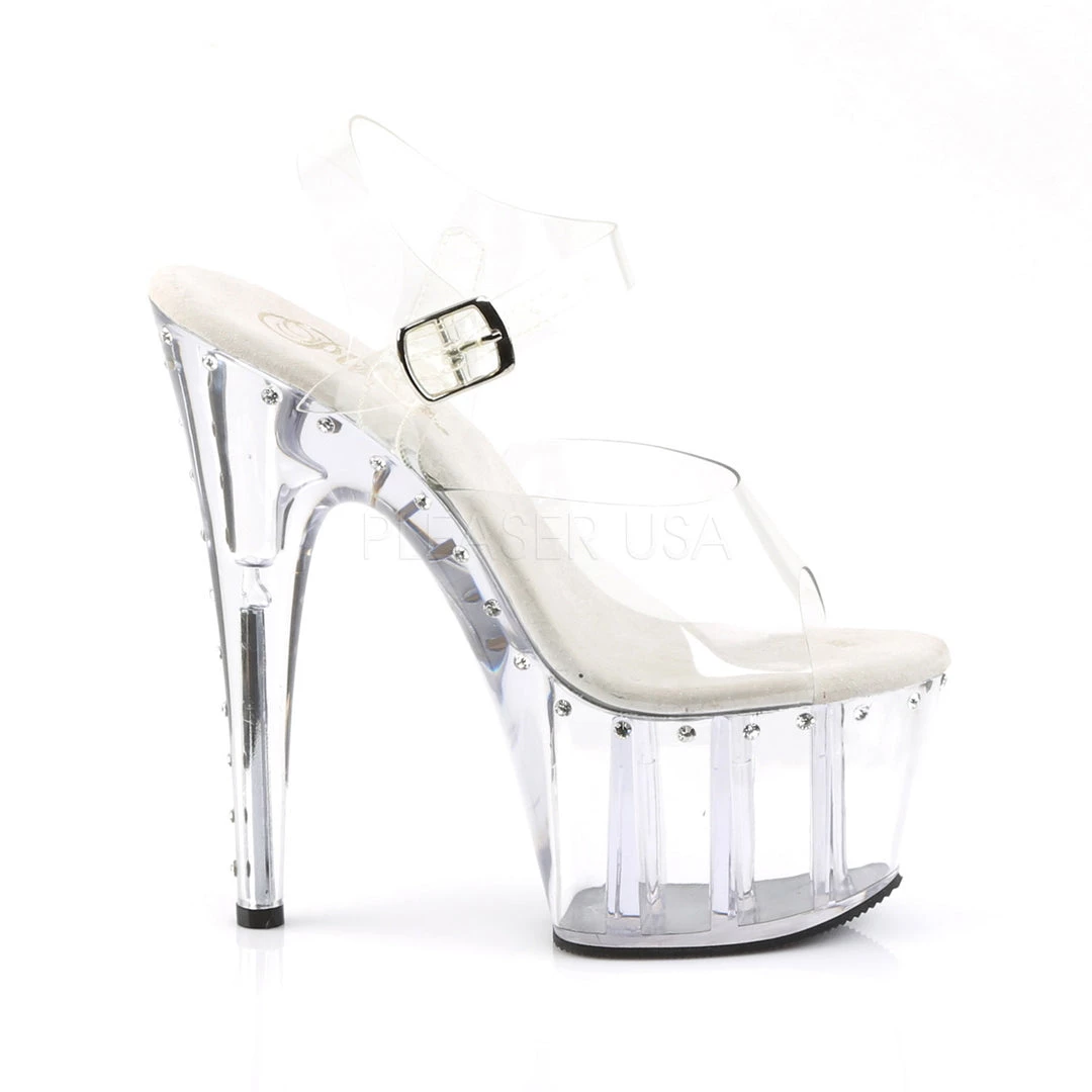 Pleaser Clear 7" Ankle Strap High Heels* Shoes 6 Pleaser Clear 7" Ankle Strap High Heels* Shoes
