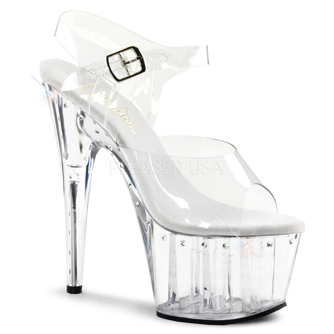 Pleaser Clear 7" Ankle Strap High Heels* Shoes 3 Pleaser Clear 7" Ankle Strap High Heels* Shoes