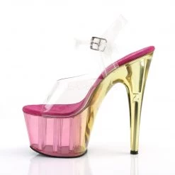 Pleaser Clear/Pink 7" Ankle Strap High Heels* 7 Pleaser Clear/Pink 7