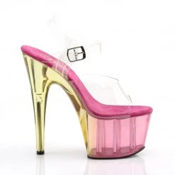 Pleaser Clear/Pink 7" Ankle Strap High Heels* 9 Pleaser Clear/Pink 7