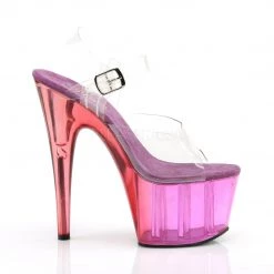 Pleaser Clear/Purple 7" Ankle Strap High Heels* 9 Pleaser Clear/Purple 7