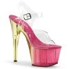 Pleaser Clear/Pink 7" Ankle Strap High Heels*