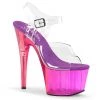 Pleaser Clear/Purple 7" Ankle Strap High Heels* 1 Pleaser Clear/Purple 7" Ankle Strap High Heels*