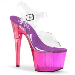 Pleaser Clear/Purple 7" Ankle Strap High Heels*