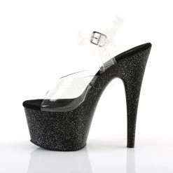 Pleaser 7" Clear/Black Glitter Stripper High Heels* 7 Pleaser 7