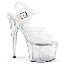 Pleaser 7" Clear Glitter Stripper High Heels*
