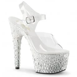 Pleaser Clear/White 7" Glitter High Heels* Shoes