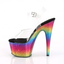 Pleaser 7" Clear/Rainbow Ankle Strap Platform Heels*