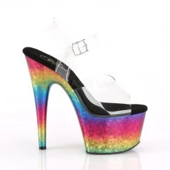 Pleaser 7" Clear/Rainbow Ankle Strap Platform Heels* 9 Pleaser 7