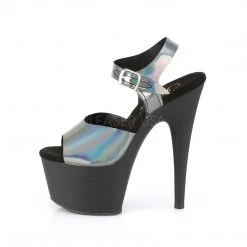 Pleaser Shoes Black/Silver 7" Ankle Strap High Heels*