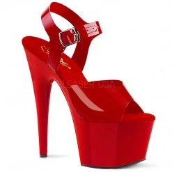 Pleaser Shoes Red 7" Ankle Strap Heels*