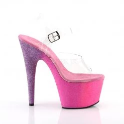 Pleaser Shoes 7" Clear/Pink Glitter Stripper Heels* 9 Pleaser Shoes 7