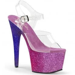 Pleaser Clear/Fuchsia 7" Glitter Heels* Shoes