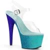 Pleaser 7" Clear/Blue Glitter Stripper Heels* Shoes