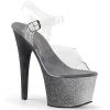 Pleaser 7" Clear/Silver Glitter Stripper Heels*
