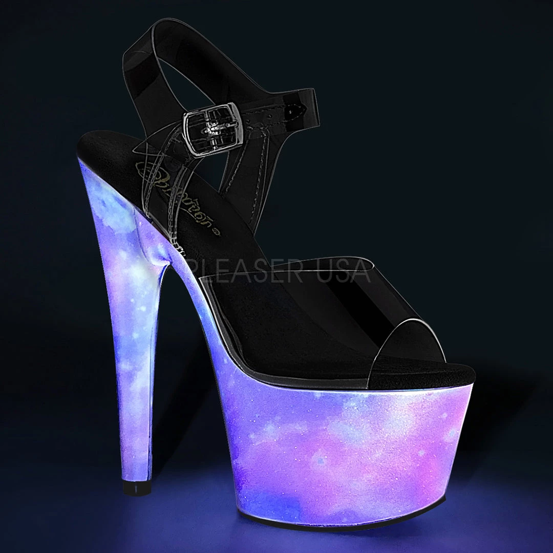 Pleaser Shoes 7" Heel Clear/Blue Ankle Strap Platforms* 3 Pleaser Shoes 7" Heel Clear/Blue Ankle Strap Platforms*