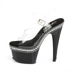 Pleaser Shoes Clr/Blk 7" Ankle Strap Platform Heels*