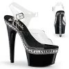 Pleaser Shoes Clr/Blk 7" Ankle Strap Platform Heels*