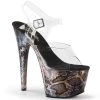 Pleaser Clear/Beige 7" Ankle Strap High Heels* Shoes