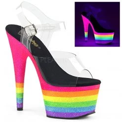 Pleaser Rainbow Clothing Rainbow 7" Glitter Pumps*