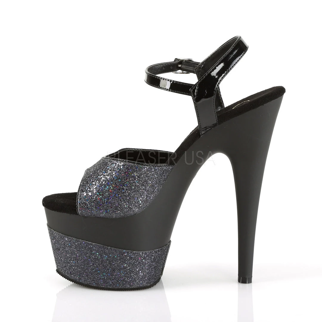 Pleaser 7" Black Glitter Heels W/ 2.8" Platform* 4 Pleaser 7" Black Glitter Heels W/ 2.8" Platform*