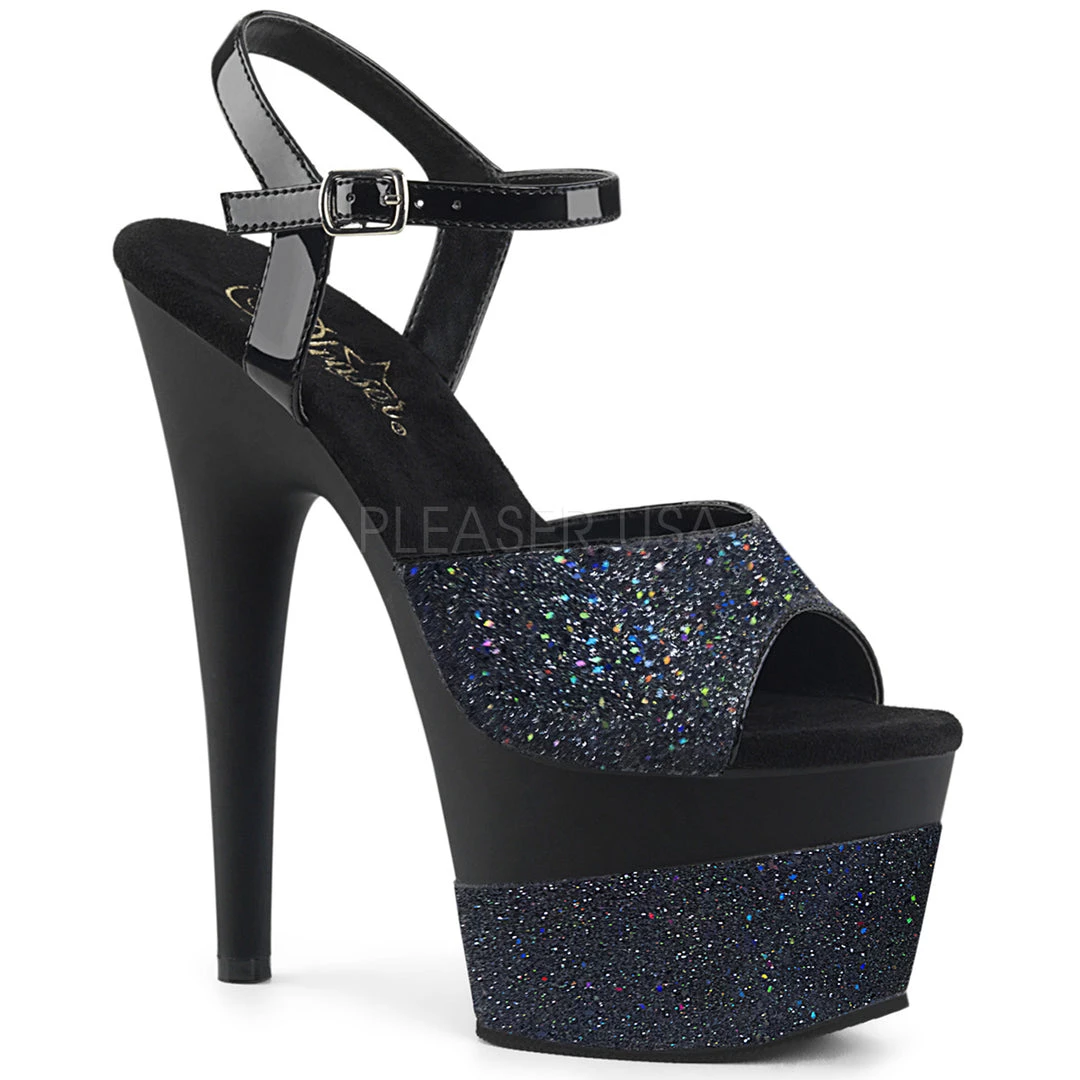 Pleaser 7" Black Glitter Heels W/ 2.8" Platform* 3 Pleaser 7" Black Glitter Heels W/ 2.8" Platform*