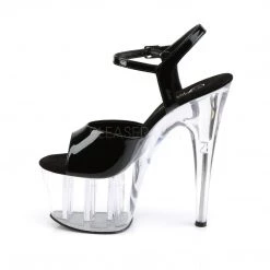 Pleaser Clr/Blk 7" Ankle Strap Platform High Heels*