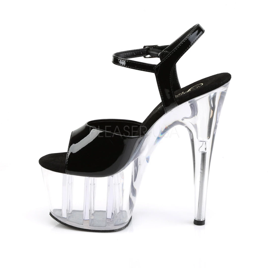 Pleaser Clr/Blk 7" Ankle Strap Platform High Heels* 4 Pleaser Clr/Blk 7" Ankle Strap Platform High Heels*