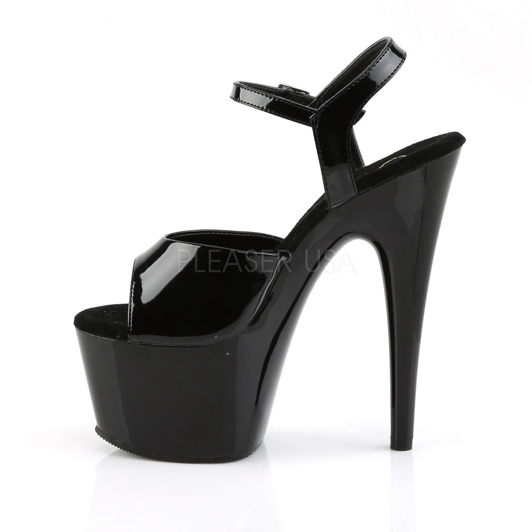 Pleaser 7" Black Ankle Strap Heels W/ 2.8" Platform* 4 Pleaser 7" Black Ankle Strap Heels W/ 2.8" Platform*