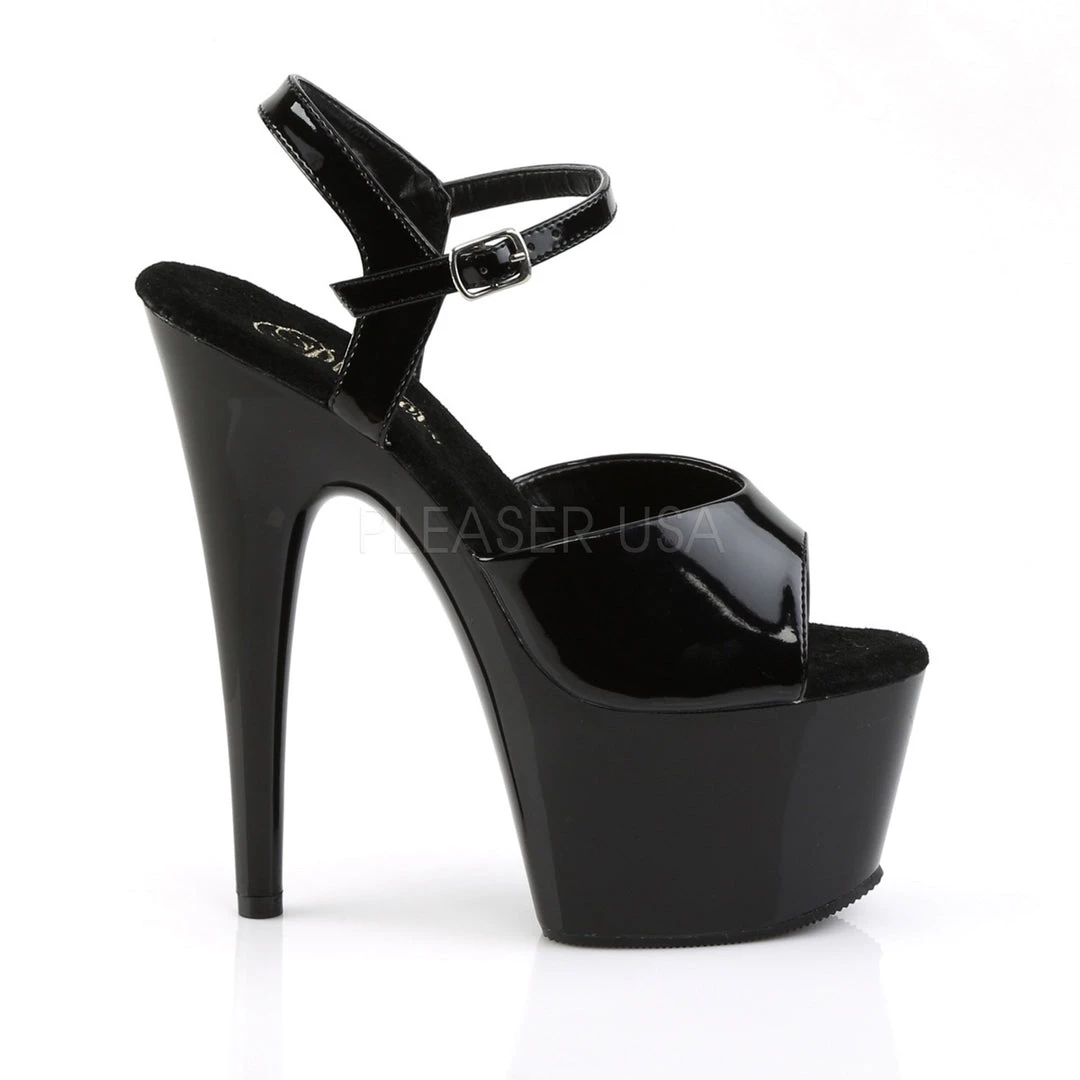Pleaser 7" Black Ankle Strap Heels W/ 2.8" Platform* 6 Pleaser 7" Black Ankle Strap Heels W/ 2.8" Platform*