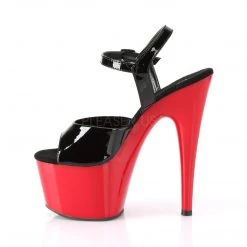 Pleaser Shoes Black/Red 7" Ankle Strap Heels*